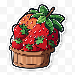 草莓剪贴画图片_草莓篮贴纸与草莓剪贴画 向量