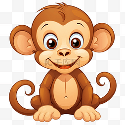 儿童可爱猴子卡通人物的剪贴画插