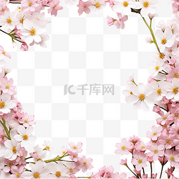 樱花卡片背景图片_樱花和雏菊边框