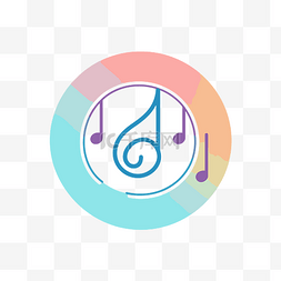 音乐符号插图图片_带有音符的彩色徽标 向量