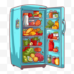 冰箱剪贴画卡通插图打开的冰箱与