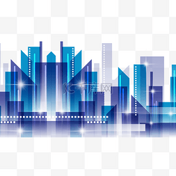 外观建筑图片_抽象未来派现代城市景观横图蓝色