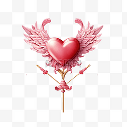 天使之心图片_卡通丘比特之箭情人节爱情符号礼