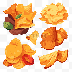 琥珀背景图片_放置剪贴画各种零食，如薯片和薯