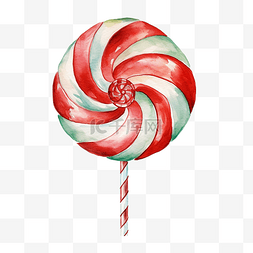 甜糖图片_水彩圣诞插画与节日棒棒糖