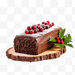 红色巧克力图片_巧克力尤尔木圣诞蛋糕，木制复制