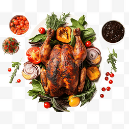 菜單背景图片_圣诞节和感恩节菜肴烤鸡和开胃菜