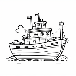 船的字体设计图片_轮廓设计着色中的小船