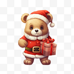 圣诞动物卡通可爱熊人物打招呼
