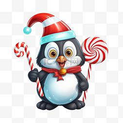 圣诞节图片_企鹅卡通插图