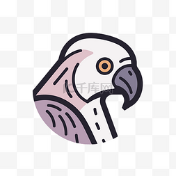 灰颊鹦鹉矢量图标的线条风格头部