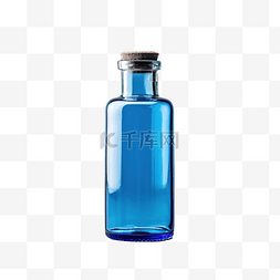 平台3d玻璃图片_孤立的蓝色玻璃小瓶