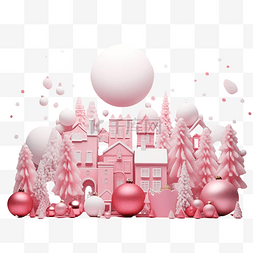 公寓图片_圣诞快乐，粉红色表面有节日装饰