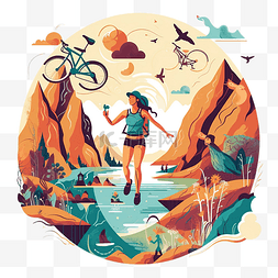骑自行车的图片_极限运动冒险生活方式平面png插图