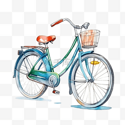 自行车水彩笔元素