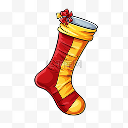 红色和黄色的圣诞袜插画