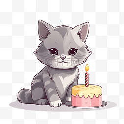 炭火烘烤图片_生日快乐猫与蛋糕