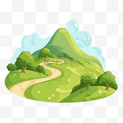 山上图片_山上有绿树和小路的连绵起伏的山