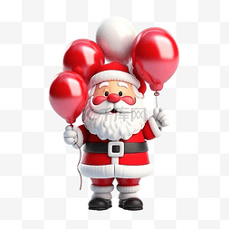 圣诞节快乐气球图片_卡通人物圣诞老人的 3d 渲染与气