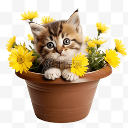 盆栽动物图片_可爱盆栽花盆小猫宠物可爱猫咪可