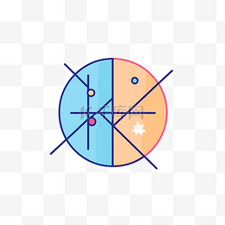 顶部和底部有线条和图标的圆圈 