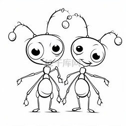 卡通植物蚂蚁图片_蚂蚁夫妇着色页