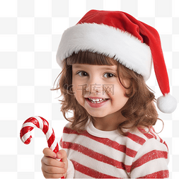 吃甘蔗图片_戴着圣诞老人帽子的小女孩在圣诞