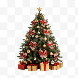 用礼物装饰的圣诞树