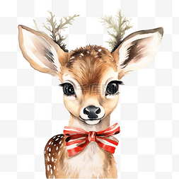 森林睡觉图片_圣诞水彩鹿