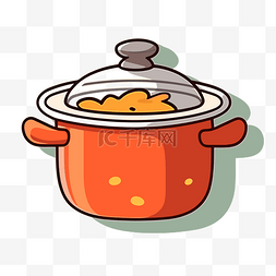 慢炖锅和一些食物的图标 向量