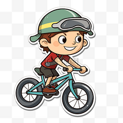 贴纸显示一个骑自行车的男孩 向