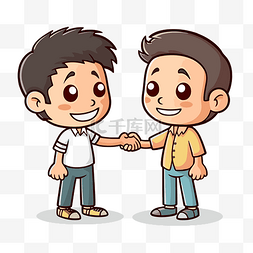logo头型图片_握手剪贴画卡通人物男人与另一个