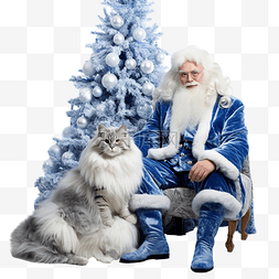 罗尼图片_圣诞树附近穿着蓝色毛皮大衣的美