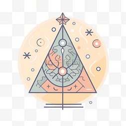 几何风格设计的优雅圣诞树 向量