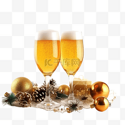 第二杯半价图片_PNG啤酒杯与圣诞配件