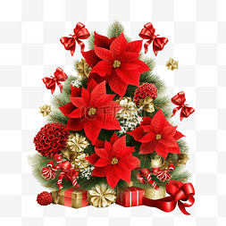 礼品盒和图片_一品红花的圣诞树