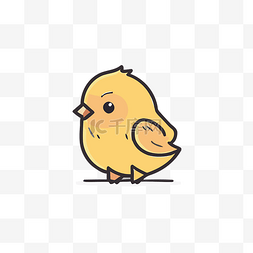可爱的黄色小鸡站在灰色的背景上