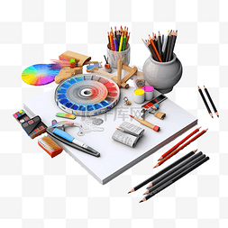 艺术作品图片_3D 插图艺术作品和钢笔工具