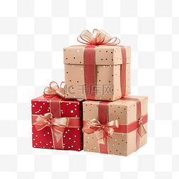 圣诞礼物盒 礼盒装饰着丝带蝴蝶