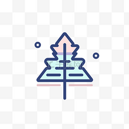 蓝色背景线性图片_蓝色和粉色色调的圣诞树图标 向