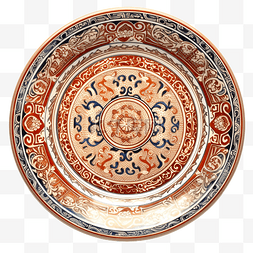 历史性背景图片_白色背景上孤立的复古东方陶瓷板