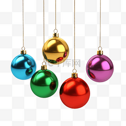 圣诞球彩色装饰悬挂隔离 3D 渲染