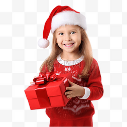 可爱的小女孩穿着红色圣诞老人服