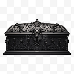 3d 渲染插图黑色打开棺材墓地装饰