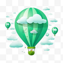 气球上飞的绿色鸡蛋png
