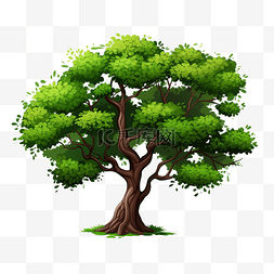png元素绿树卡通