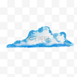 蓝色白云水彩图片_云朵水彩渐变天蓝色