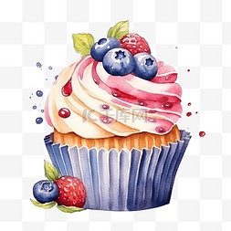 新鲜水果蛋糕图片_水彩甜水果蛋糕