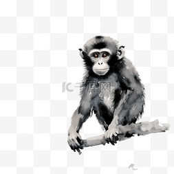 猴年装饰图案图片_装饰小猴爬树元素立体免抠图案