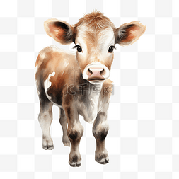 奶牛花奶牛图片_可爱的牛水彩